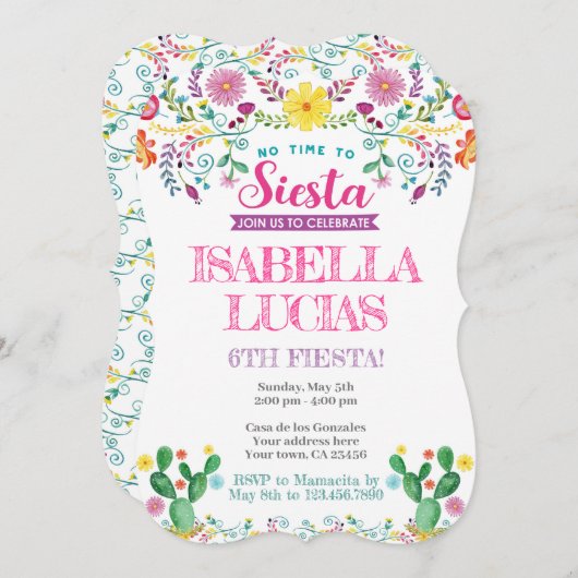 Fiesta, cumpleaños de Cinco de Mayo Einladung (Vorne/Hinten)