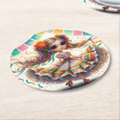 Fiesta Dancing Doll (#10) Paper Coaster Sets Runder Pappuntersetzer (Angewinkelt)