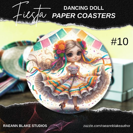 Fiesta Dancing Doll (#10) Paper Coaster Sets Runder Pappuntersetzer