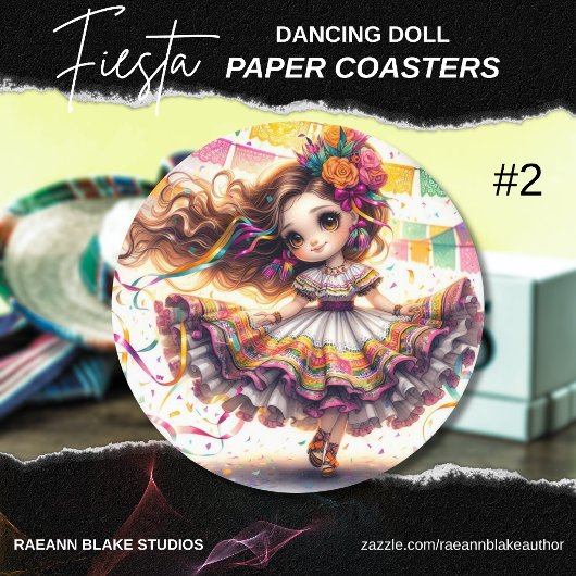Fiesta Dancing Doll (#2) Paper Coaster Sets Runder Pappuntersetzer