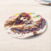 Fiesta Dancing Doll (#2) Paper Coaster Sets Runder Pappuntersetzer (Angewinkelt)