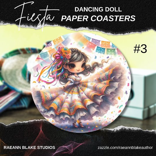 Fiesta Dancing Doll (#3) Untersetzer aus Papier Se