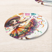 Fiesta Dancing Doll (#7) Paper Coaster Sets Runder Pappuntersetzer (Angewinkelt)