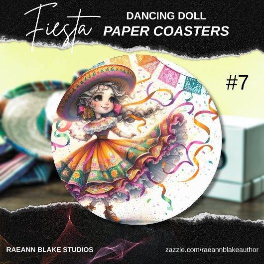 Fiesta Dancing Doll (#7) Paper Coaster Sets Runder Pappuntersetzer