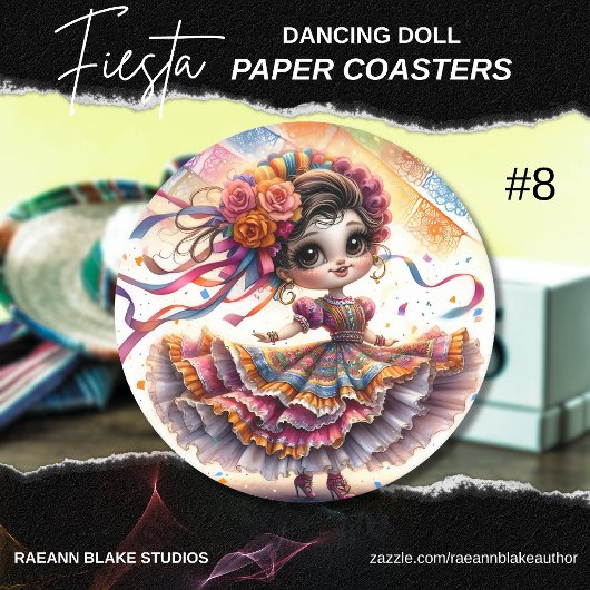 Fiesta Dancing Doll (#8) Paper Coaster Sets Runder Pappuntersetzer