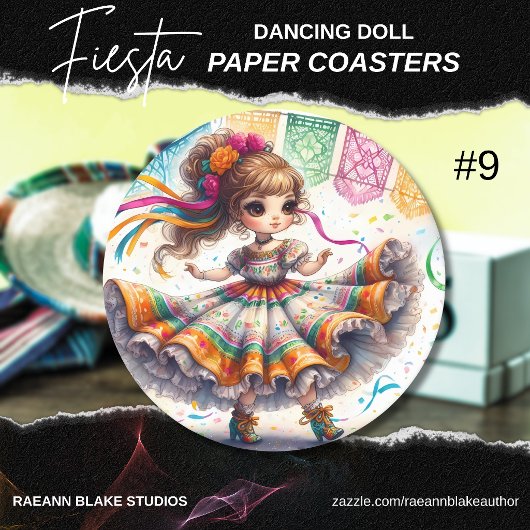 Fiesta Dancing Doll (#9) Paper Coaster Sets Runder Pappuntersetzer
