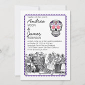 Fiesta Dancing Skeletons Skull Wedding Invitations Einladung (Vorderseite)