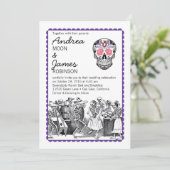 Fiesta Dancing Skeletons Skull Wedding Invitations Einladung (Stehend Vorderseite)