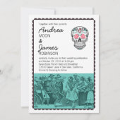 Fiesta Dancing Skeletons Skull Wedding Invitations Einladung (Vorderseite)