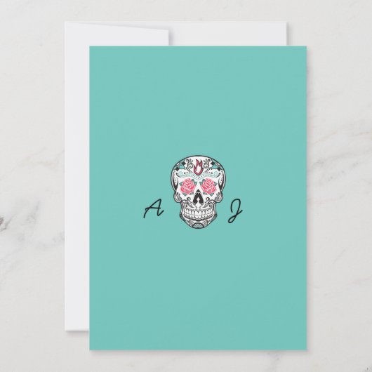 Fiesta Dancing Skeletons Skull Wedding Invitations Einladung (Rückseite)
