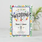 Fiesta de Amor Bold farbenfrohe Blumenhochzeit Einladung (Stehend Vorderseite)