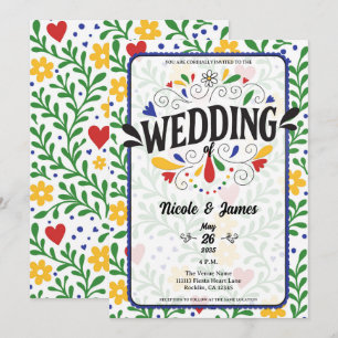Fiesta de Amor Bold farbenfrohe Blumenhochzeit Einladung
