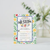 Fiesta de Amor Bold farbenfrohe Blumenhochzeit RSV Einladung (Stehend Vorderseite)