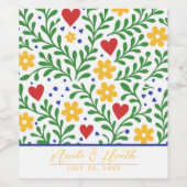 Fiesta de Amor Bold farbenfrohe Blumenhochzeit Weinetikett (Einzelnes Label)
