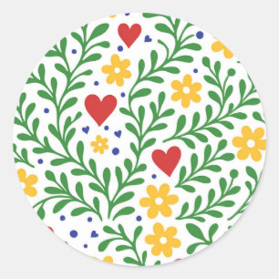 Fiesta de Amor Fette Farbige Florale Hochzeit Runder Aufkleber