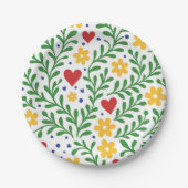 Fiesta de Amor Fun Bold farbenfrohe Blumenhochzeit Pappteller (Vorderseite)