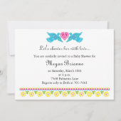 Fiesta de Bebe Colorful Love Birds Einladung (Vorderseite)