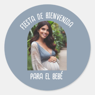 Fiesta De Bienvenida Para El Bebé Con Foto Runder Aufkleber