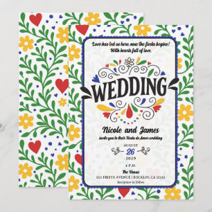 Fiesta der Liebe Fette Farbige Florale Hochzeit Einladung