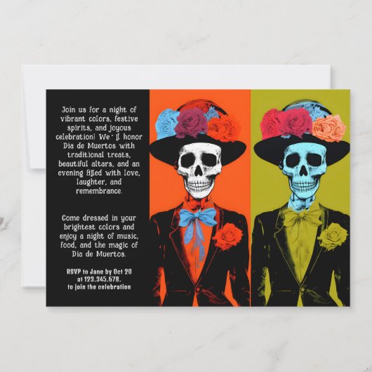 💀 Fiesta Dia de Muertos Einladung (Rückseite)