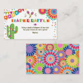 Fiesta Diaper Raffle Card Mexican Cactus Floral Begleitkarte (Vorne/Hinten)