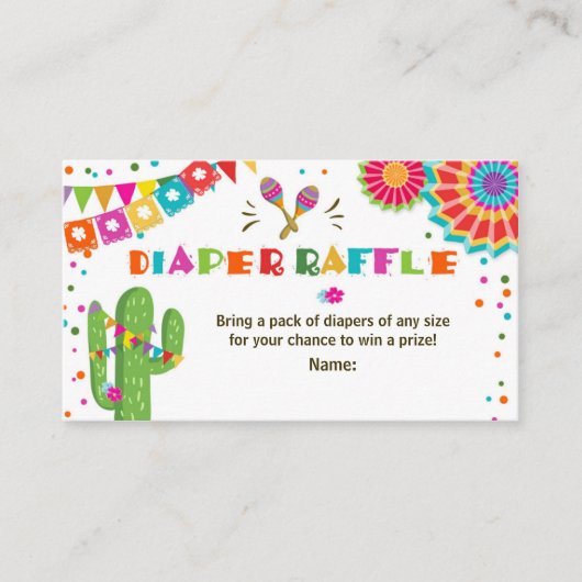 Fiesta Diaper Raffle Card Mexican Cactus Floral Begleitkarte (Vorderseite)