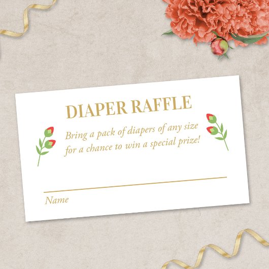 Fiesta Diaper Raffle Card, Rote Blume Begleitkarte