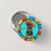 Fiesta Doberman Pinscher Button (Vorne & Hinten)