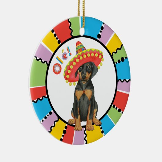 Fiesta Doberman Pinscher Ceramic Ornament (Rechts)