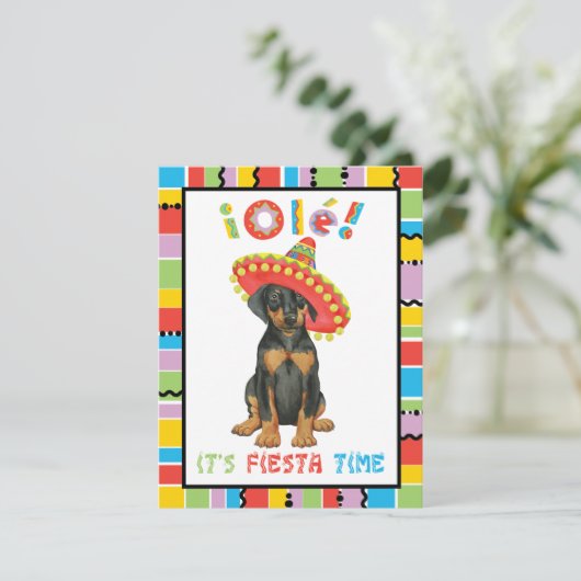 Fiesta Doberman Pinscher Einladung (Stehend Vorderseite)