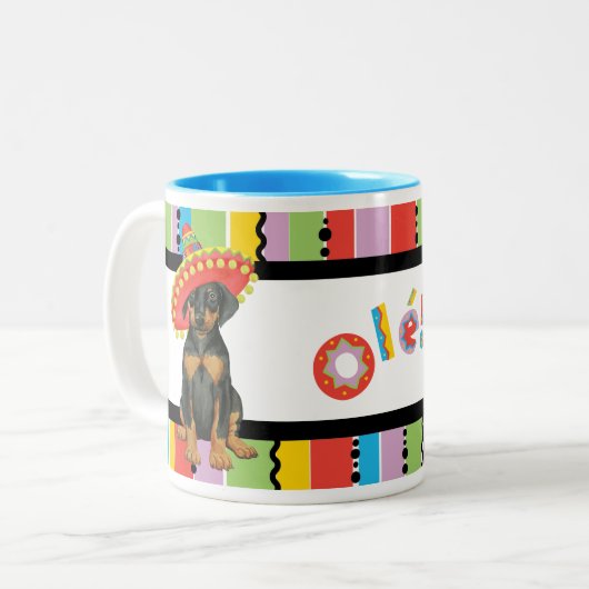Fiesta Doberman Pinscher Two-Tone-Kaffee-Tasse Zweifarbige Tasse (Vorderseite Links)