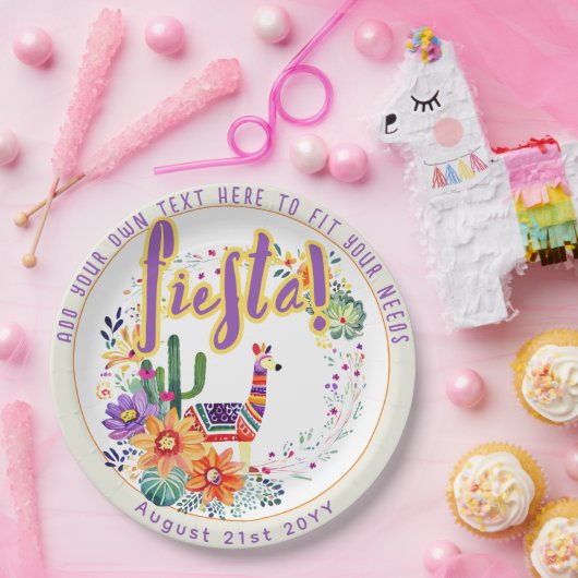 FIESTA Drama Llama Folkart Blume Custom Pappteller (Party)
