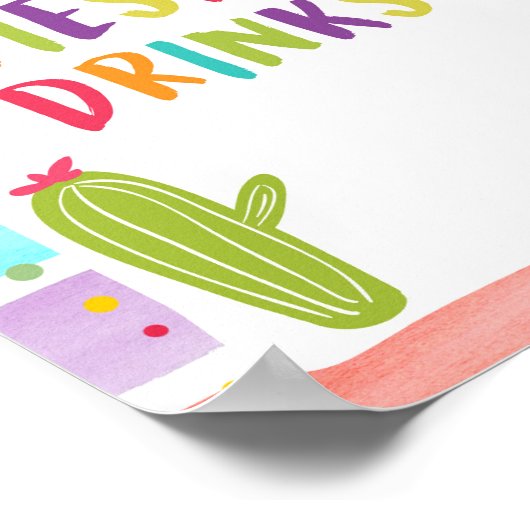 Fiesta Drinks Mexican Cold Drink Cactus Table Sign Poster (Ecke)