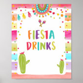 Fiesta Drinks Mexican Cold Drink Cactus Table Sign Poster (Vorne)