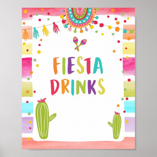 Fiesta Drinks Mexican Cold Drink Cactus Table Sign Poster (Vorne)