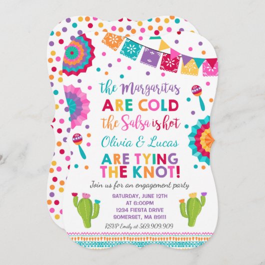 Fiesta Engagement Party Einladung Mexikanisches Pa (Vorne/Hinten)