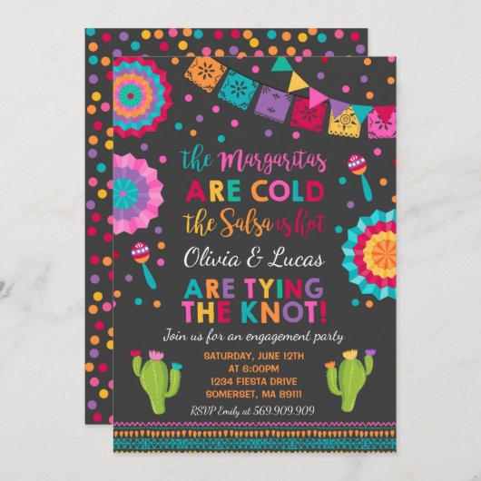 Fiesta Engagement Party Einladung Mexikanisches Pa (Vorne/Hinten)