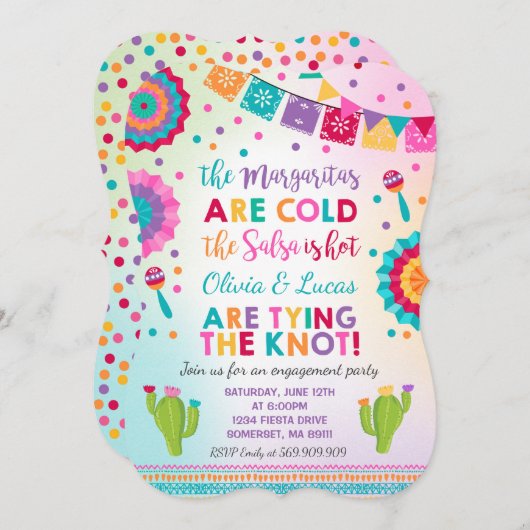 Fiesta Engagement Party Einladung Mexikanisches Pa (Vorne/Hinten)