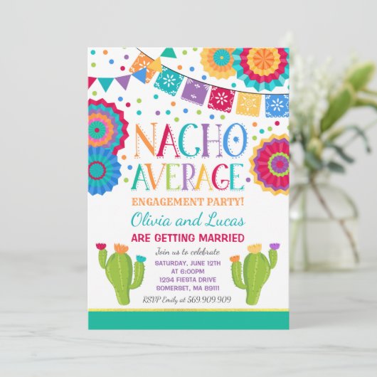 Fiesta Engagement Party lädt Nacho Average Party e Einladung (Stehend Vorderseite)