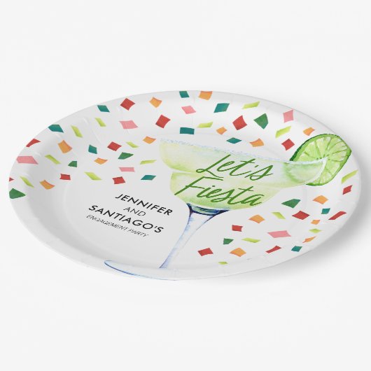 Fiesta Engagement Party Paper Napkins Pappteller (Schrägansicht)