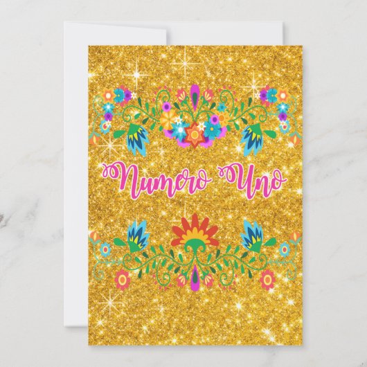 Fiesta Erster Geburtstag Glitzer Einladung (Rückseite)