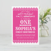 Fiesta-erster Geburtstag, Papel Picado, 1. Einladung (Stehend Vorderseite)