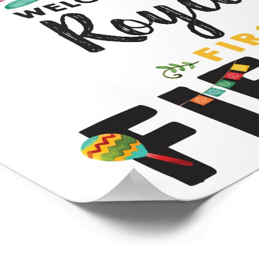 Fiesta Erstgeburtstag Begrüßungszeichen Poster (Ecke)