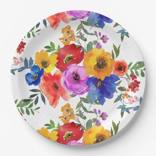 Fiesta farbenfrohe Blume Mexican Wedding Verlobung Pappteller (Vorderseite)