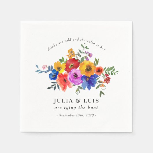 Fiesta farbenfrohe Blume Mexican Wedding Verlobung Serviette (Vorderseite)