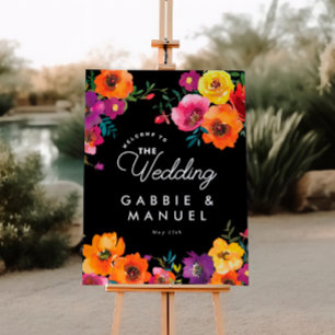 Fiesta farbenfrohe Schwarze Hochzeit Begrüßung Zei Poster