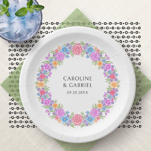 Fiesta farbenfrohe Wildblumen Hochzeit Pappteller