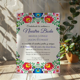 Fiesta Farbige Blumen Botanische Spanische Hochzei Einladung