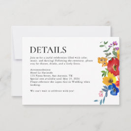 Fiesta Farbige Blumen Hochzeitdetails Mexico RSVP Karte