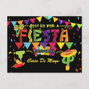 Fiesta Farbige Cinco De Mayo Postkarten-Einladung Einladungspostkarte